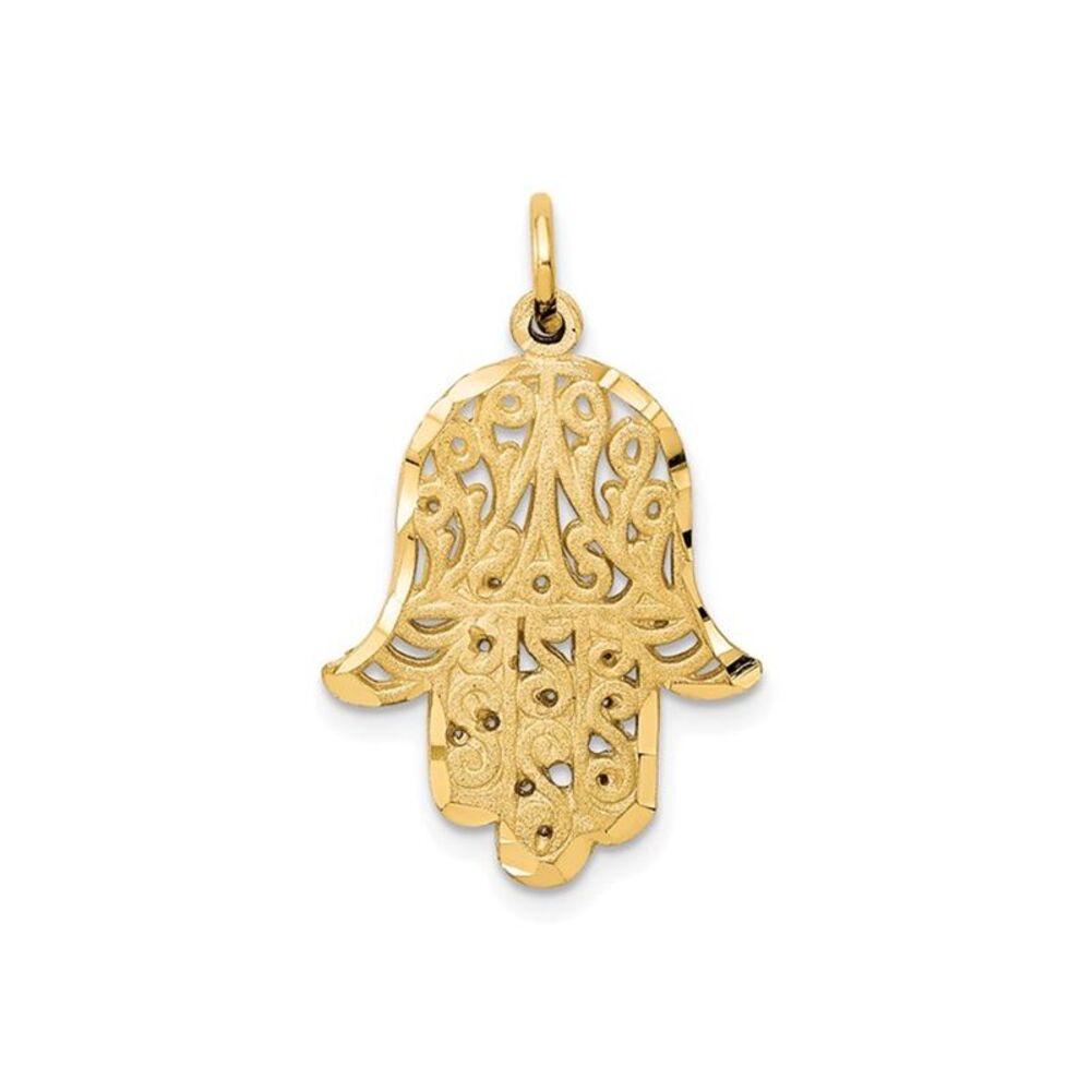10K Yellow Gold Filigree Hamsa Pendant (NO CHAIN)